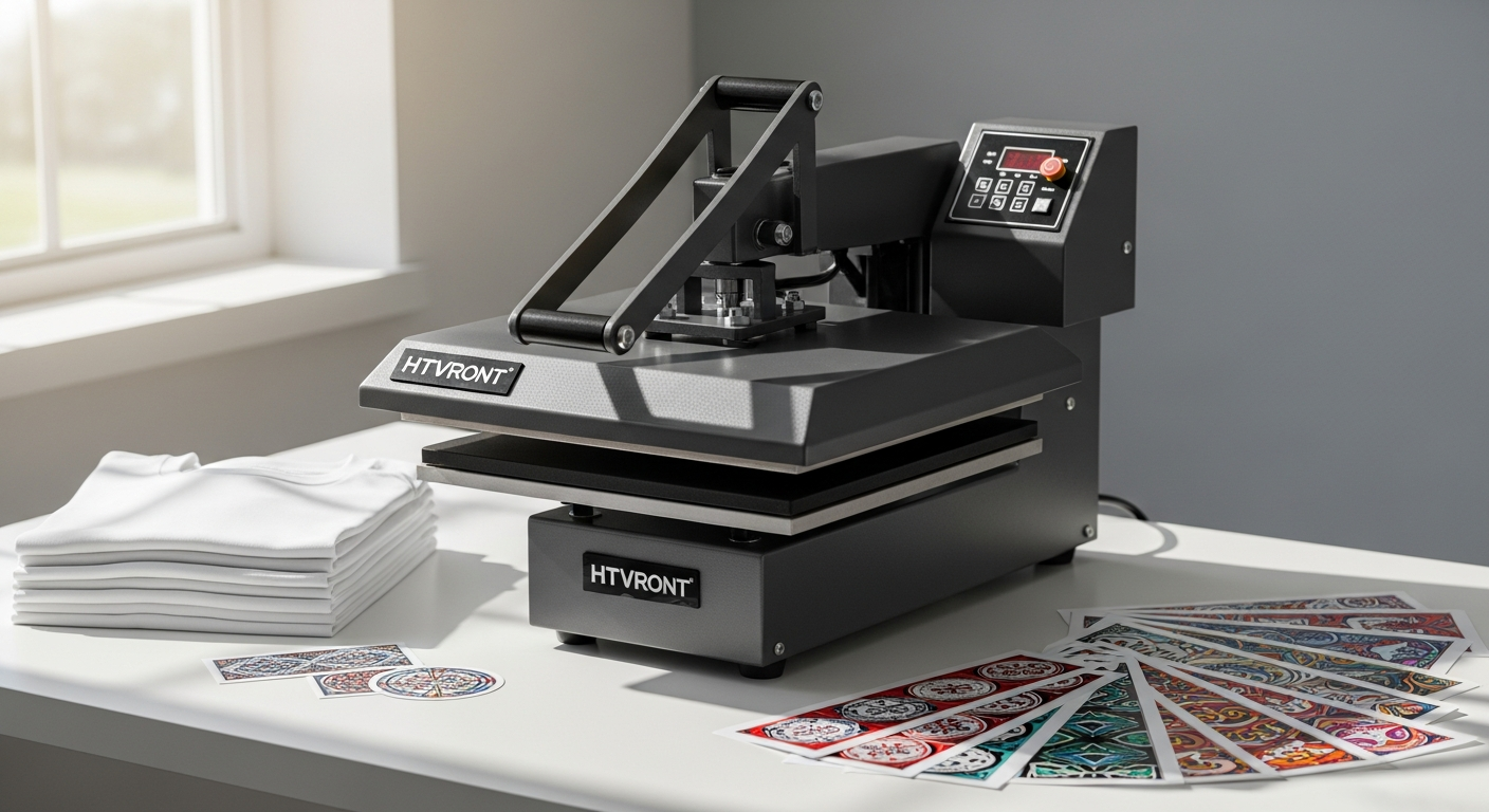 HTVRont Automatic 15x15 Heat Press Machine with automatic lift mechanism and digital controls for heat transfer business