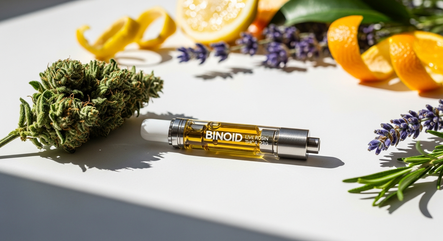 Binoid Premium Live Rosin THCa Disposable Vape stick with USB-C charging port displayed