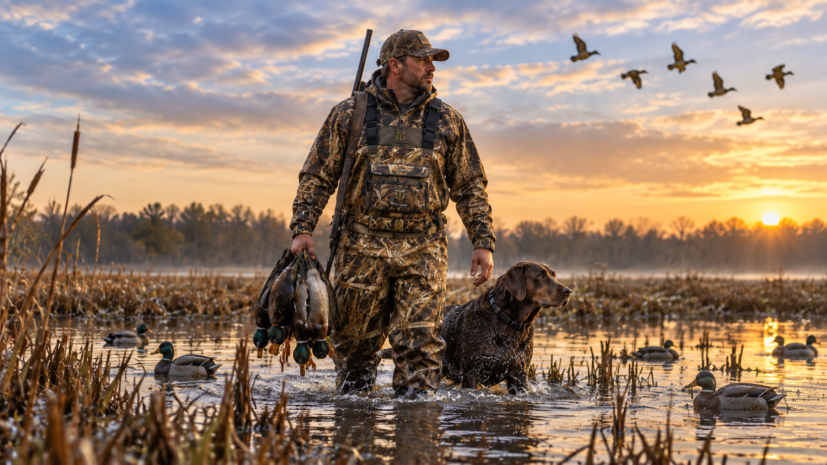TideWe Realtree MAX5 Waders designed for waterfowl hunting in wet and muddy outdoor conditions