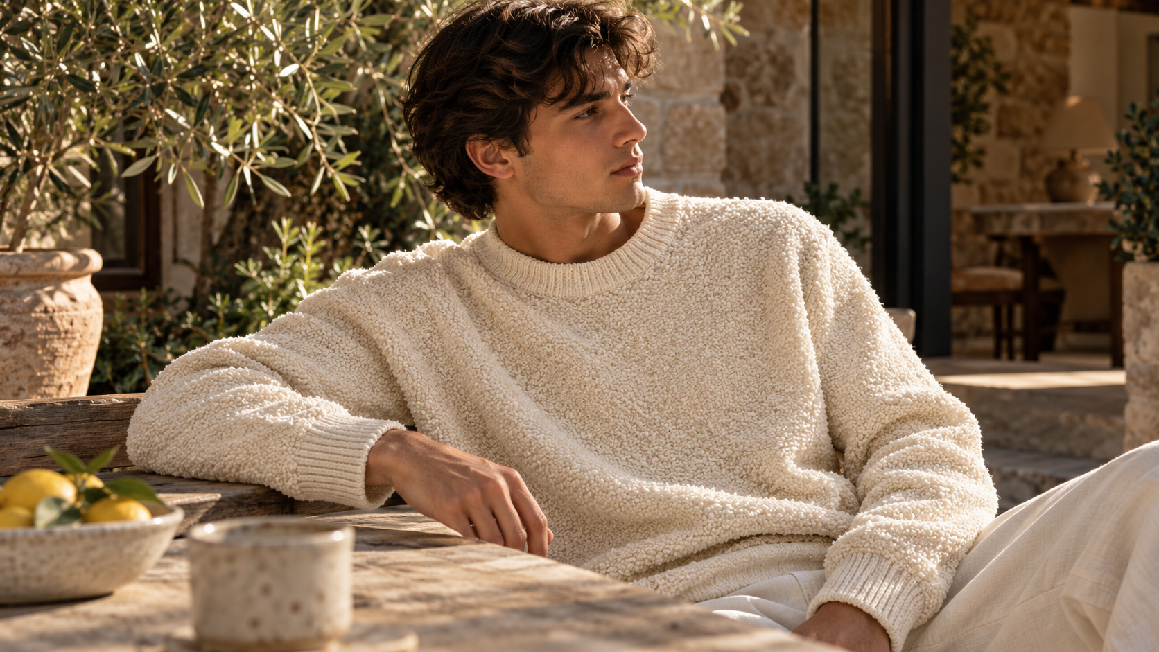 Casasola Orso Crewneck luxury knit sweater featuring a relaxed fit, textured fabric, and elegant minimalist design for everyday wear.