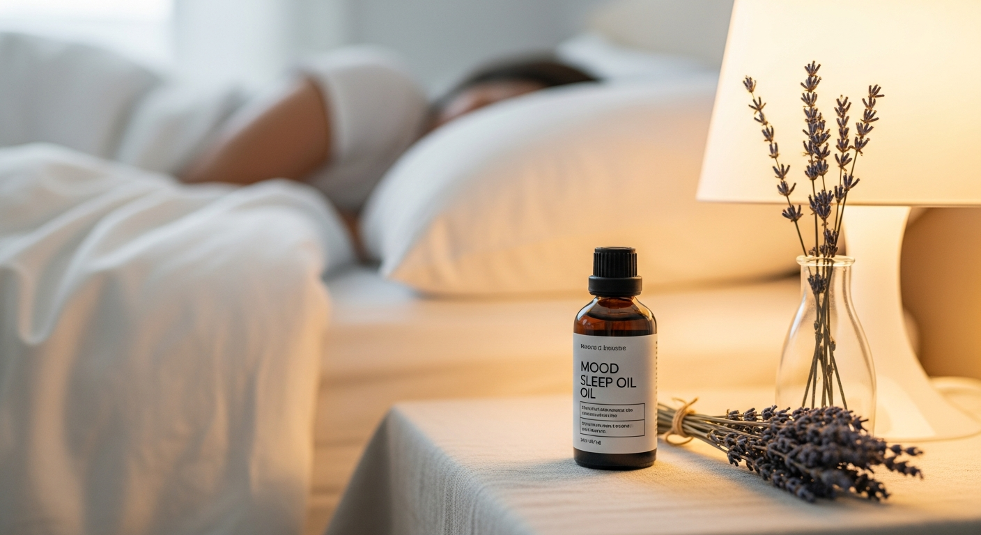 Mood Sleep Oil bottle with lavender and essential oils for natural sleep