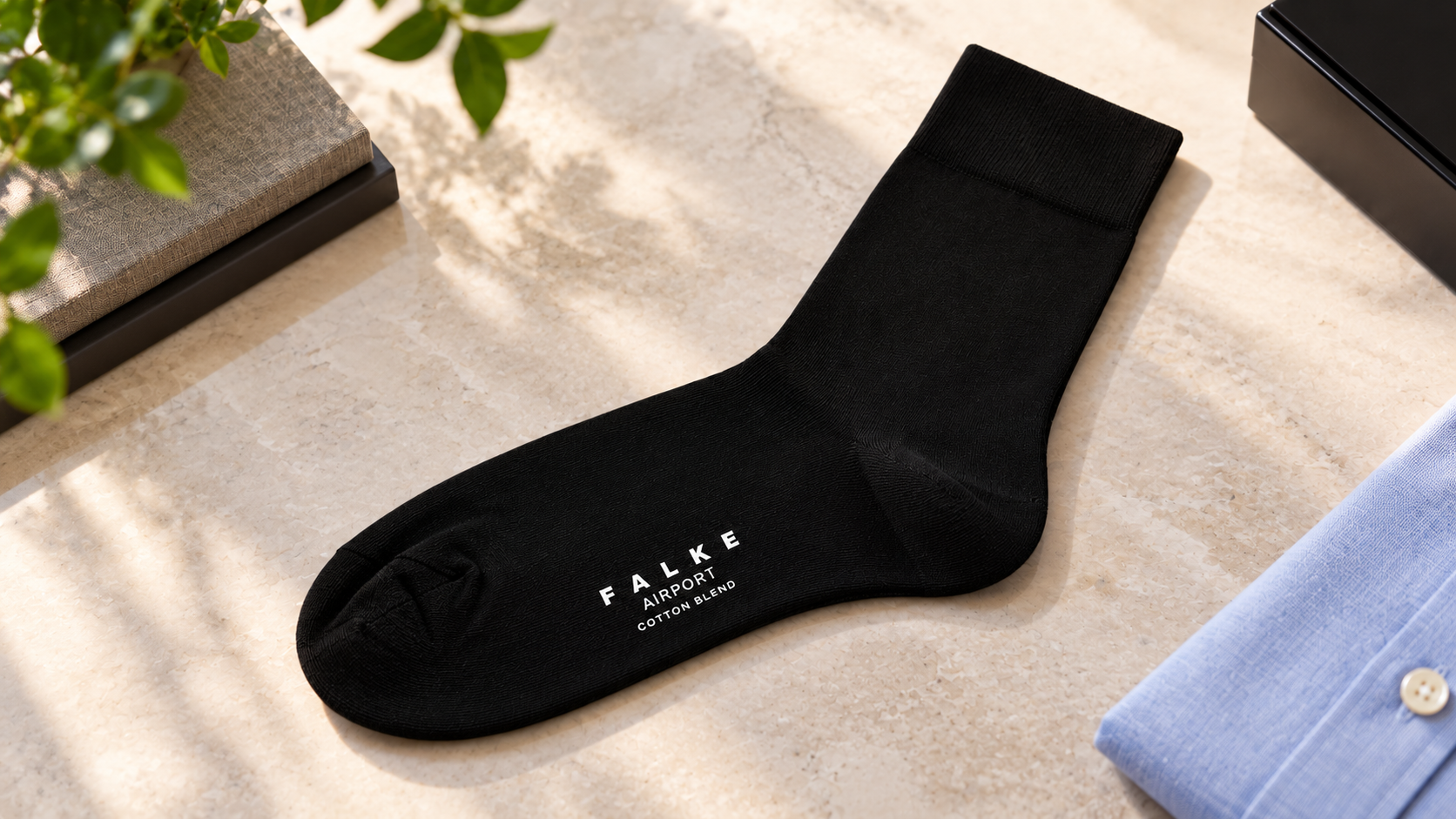FALKE Airport Cotton Socks displayed in professional business setting with multiple color options