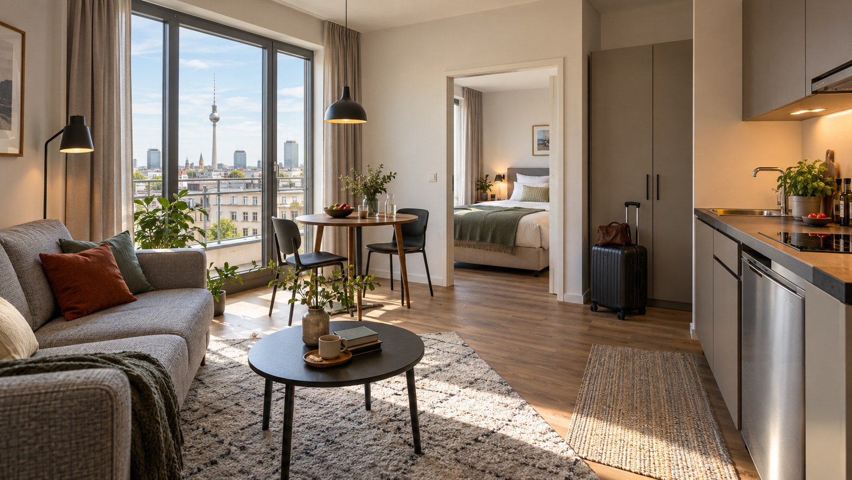 Modern extended stay hotels in Berlin featuring spacious rooms, comfortable furnishings, and convenient amenities for long-term travelers.