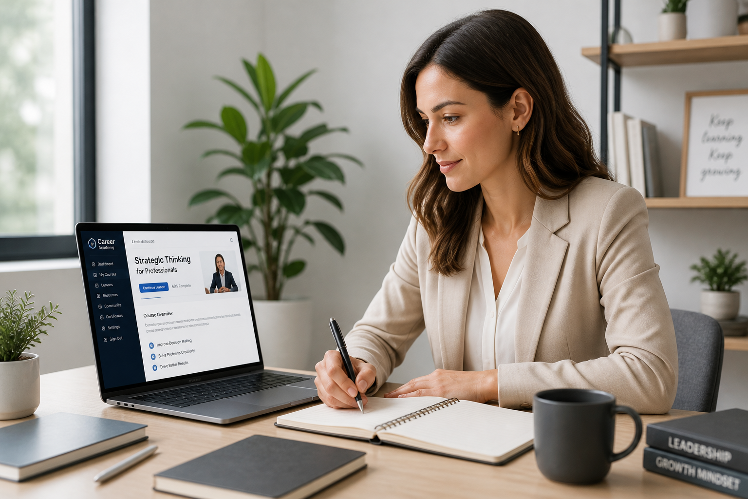 Lead Academy online courses for career switchers learning on laptop
