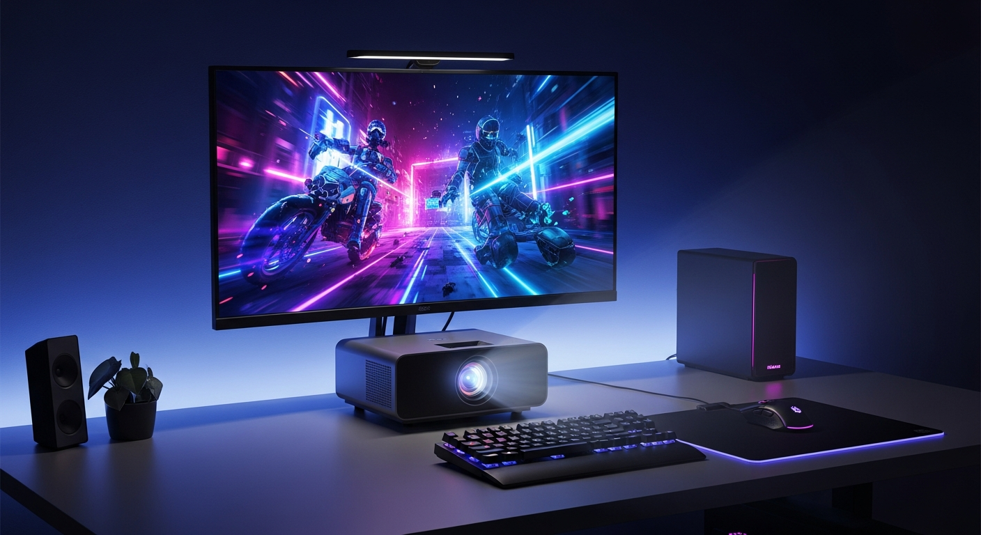 Valerion VisionMaster Pro2 4K triple-laser gaming projector setup