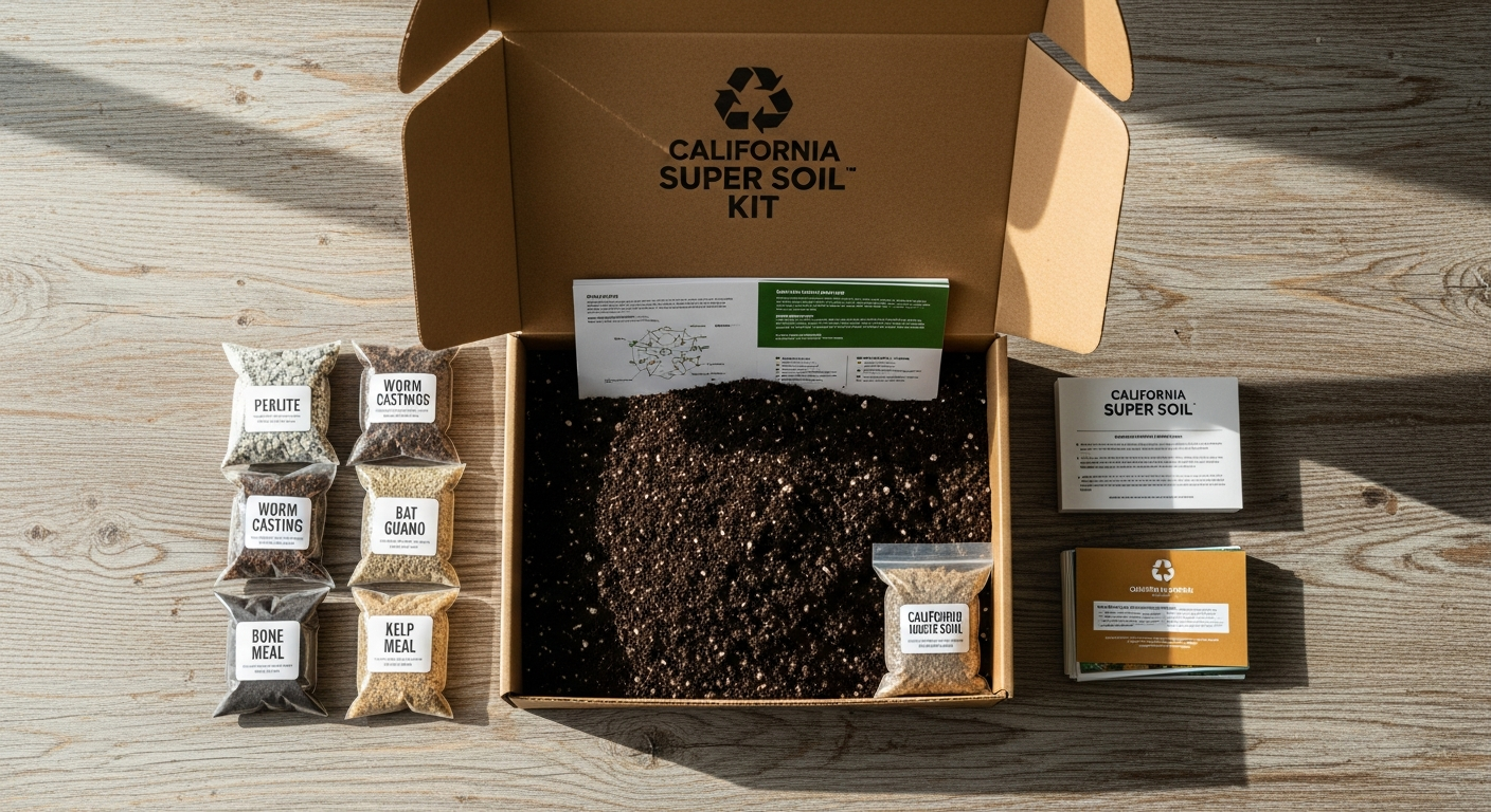 California Super Soil Premium Organic Grow Kit bag with natural amendments and living soil ecosystem